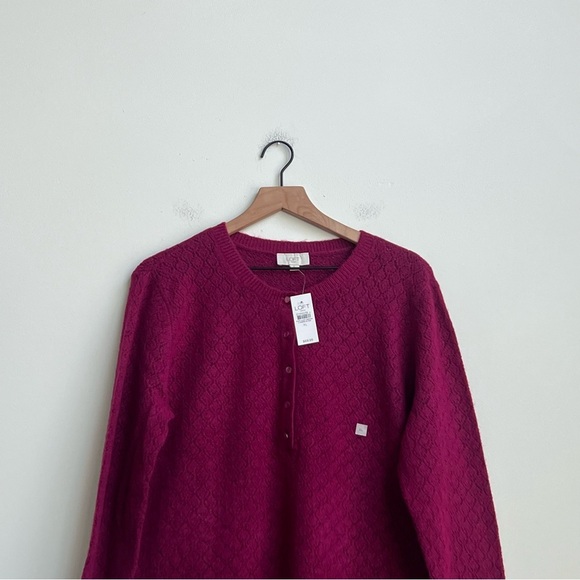New LOFT Pointelle Fine Knit Long Sleeve Henley Pullover Sweater XL Feminine - Picture 3 of 12